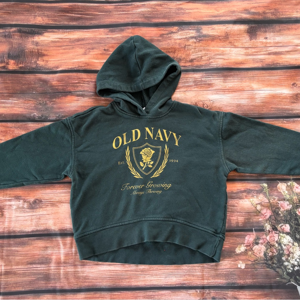 Old Navy Dark Green Hoodie With Gold Logo